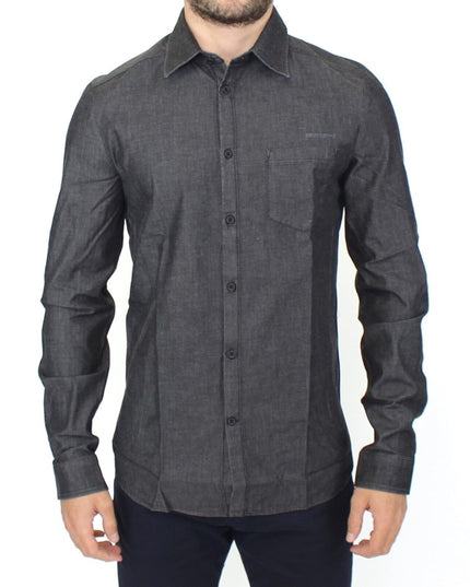Ermanno Scervino Denim Jeans Cotton Casual Gray Stretch Shirt