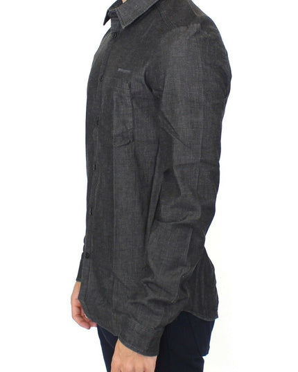 Ermanno Scervino Denim Jeans Cotton Casual Gray Stretch Shirt