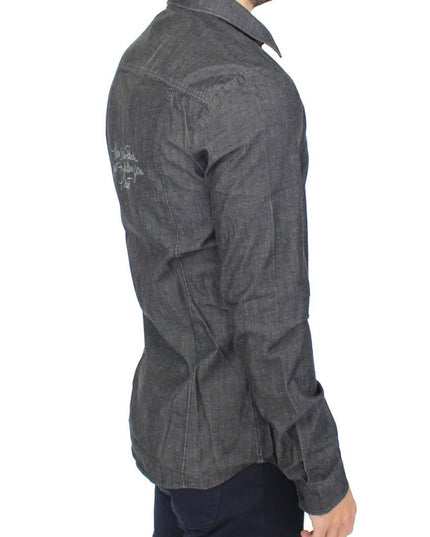Ermanno Scervino Denim Jeans Cotton Casual Gray Stretch Shirt