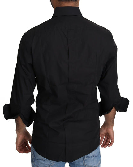 Dolce & Gabbana Black Cotton Formal Dress Men Top Shirt