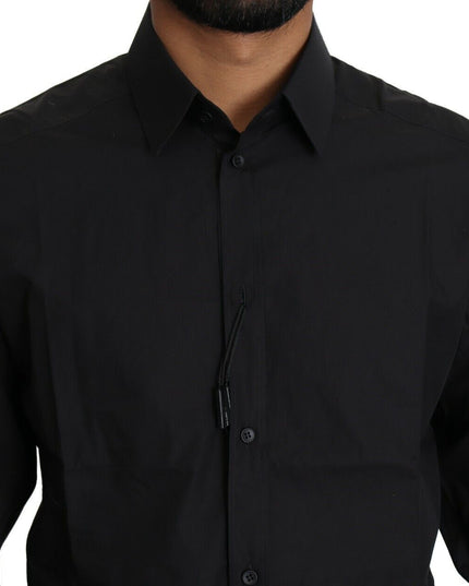 Dolce & Gabbana Black Cotton Formal Dress Men Top Shirt