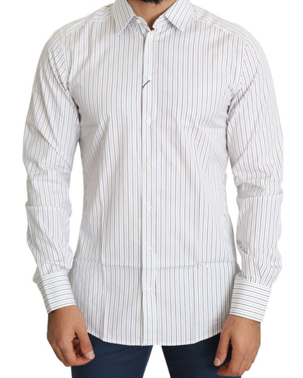 Dolce & Gabbana White Striped Formal MARTINI Shirt