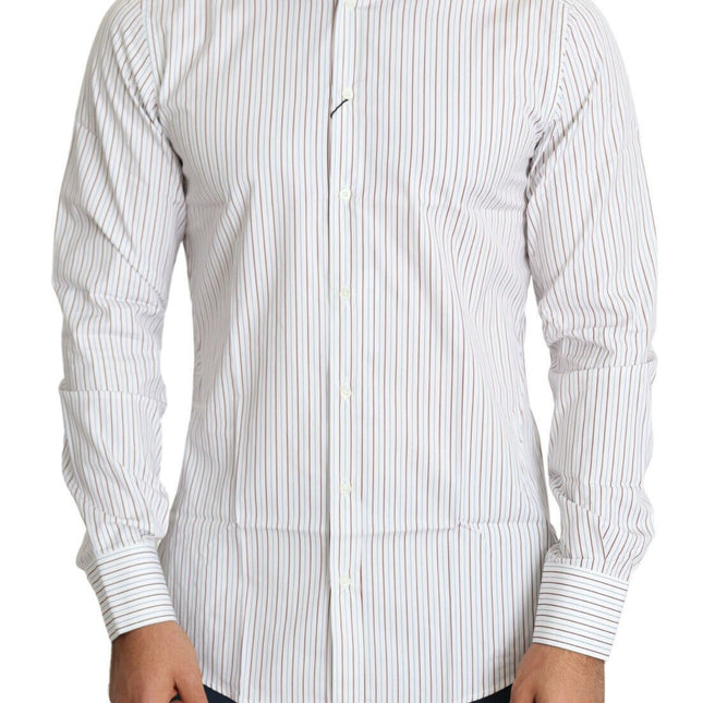 Dolce & Gabbana White Striped Formal MARTINI Shirt