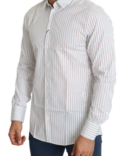 Dolce & Gabbana White Striped Formal MARTINI Shirt