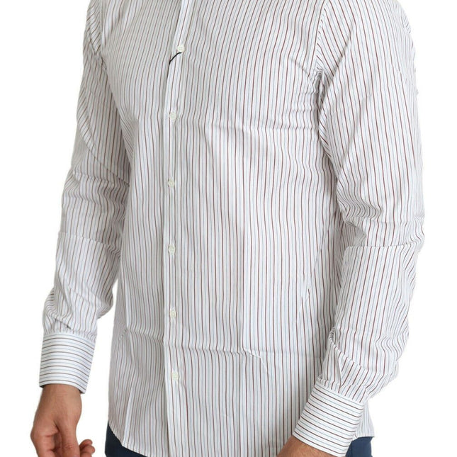 Dolce & Gabbana White Striped Formal MARTINI Shirt