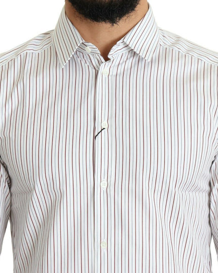 Dolce & Gabbana White Striped Formal MARTINI Shirt