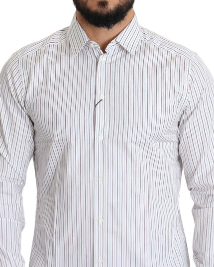 Dolce & Gabbana White Striped Formal MARTINI Shirt