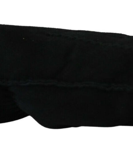 Dolce & Gabbana Black Leather Motorcycle Biker Mitten Gloves