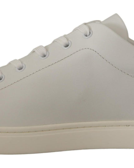 Dolce & Gabbana White Black Leather Low Shoes Sneakers