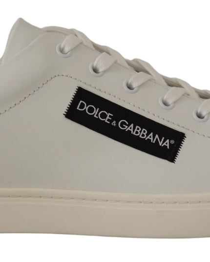 Dolce & Gabbana White Black Leather Low Shoes Sneakers