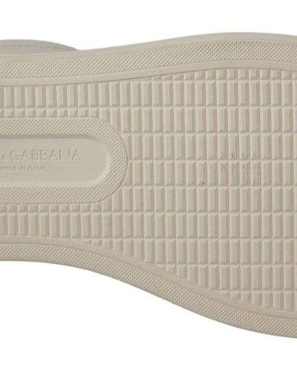 Dolce & Gabbana White Black Leather Low Shoes Sneakers
