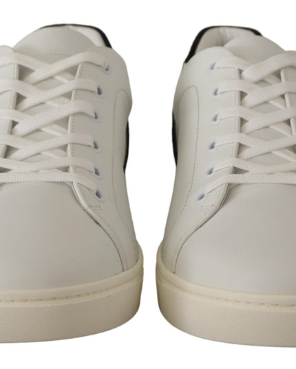 Dolce & Gabbana White Black Leather Low Shoes Sneakers