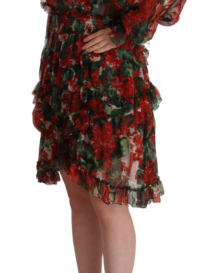 Dolce & Gabbana Multicolor Red Floral Silk Long Maxi Dress