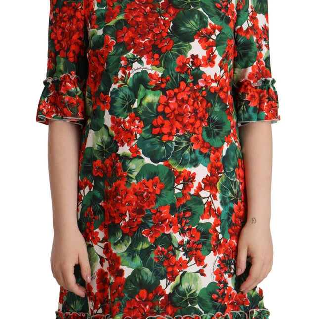 Dolce & Gabbana Multicolor Red Floral Shift Gown Dress