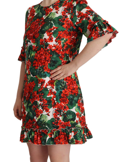 Dolce & Gabbana Multicolor Red Floral Shift Gown Dress