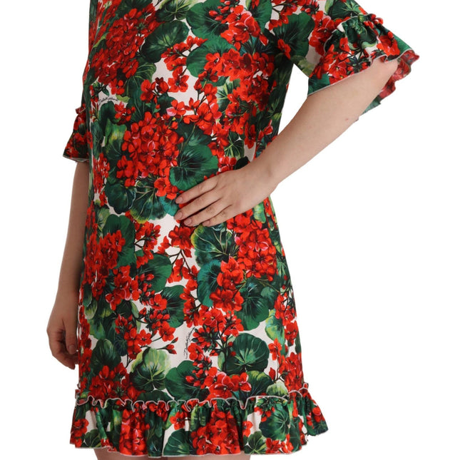 Dolce & Gabbana Multicolor Red Floral Shift Gown Dress