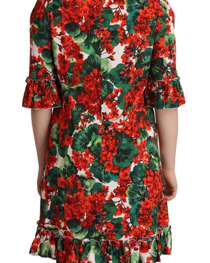 Dolce & Gabbana Multicolor Red Floral Shift Gown Dress