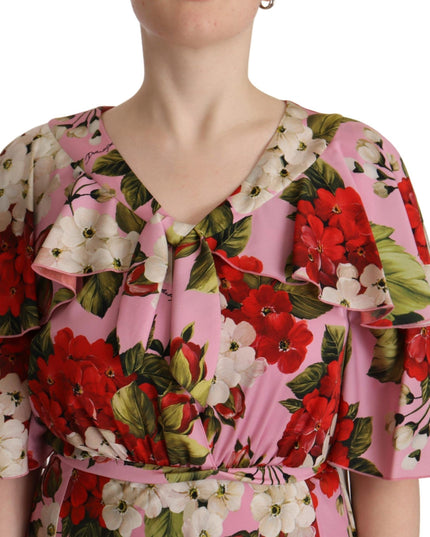 Dolce & Gabbana Pink Floral Silk Stretch Gown Maxi Dress