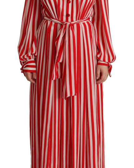 Dolce & Gabbana White Red Silk A-Line Shift Gown Dress