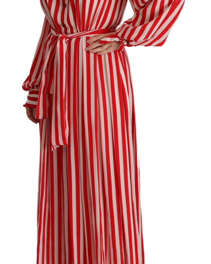 Dolce & Gabbana White Red Silk A-Line Shift Gown Dress