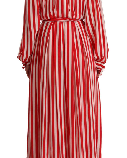 Dolce & Gabbana White Red Silk A-Line Shift Gown Dress