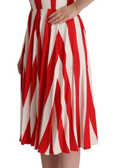 Dolce & Gabbana White Red Stretch Shift A-line Gown Dress