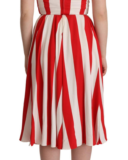 Dolce & Gabbana White Red Stretch Shift A-line Gown Dress