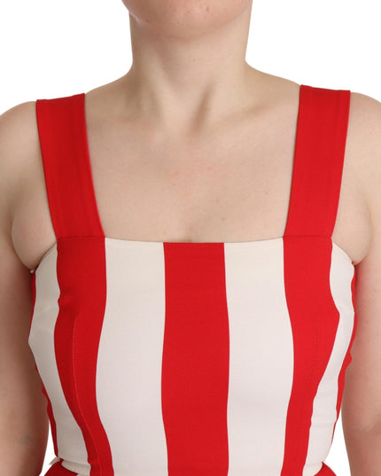 Dolce & Gabbana White Red Stretch Shift A-line Gown Dress