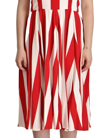 Dolce & Gabbana White Red Stretch Shift A-line Gown Dress