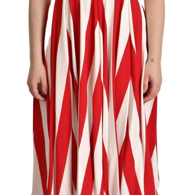 Dolce & Gabbana White Red Stretch Shift A-line Gown Dress