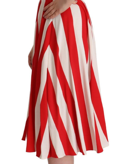 Dolce & Gabbana White Red Stretch Shift A-line Gown Dress