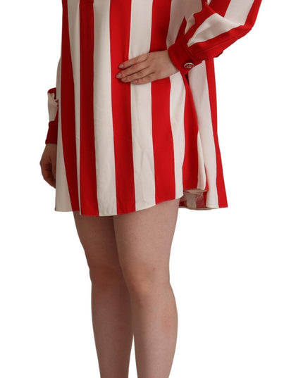 Dolce & Gabbana White Red Stretch Mini Shirt Gown Dress