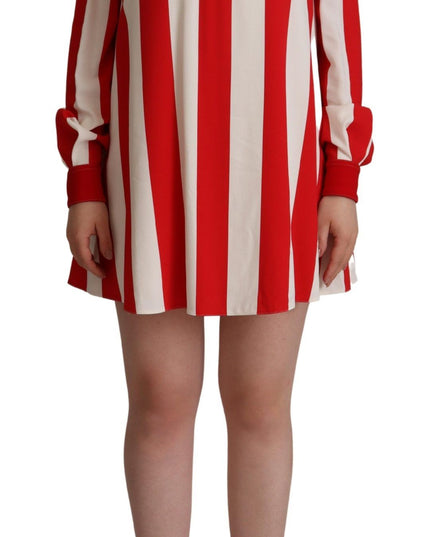 Dolce & Gabbana White Red Stretch Mini Shirt Gown Dress