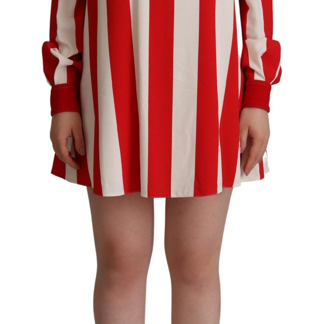 Dolce & Gabbana White Red Stretch Mini Shirt Gown Dress