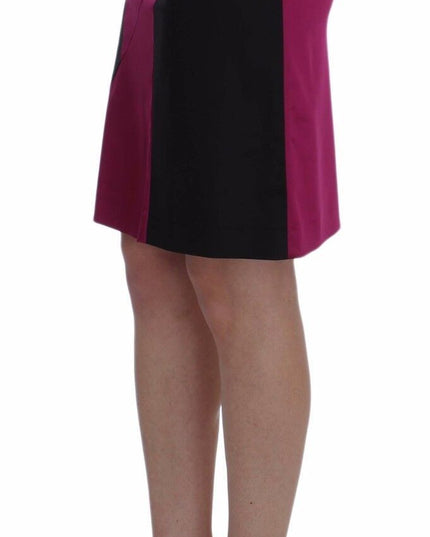 Exte Pink Black Above Knees Cotton Stretch Skirt