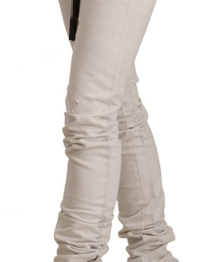 Karl Lagerfeld White Mid Waist Cotton Denim Slim Fit Jeans