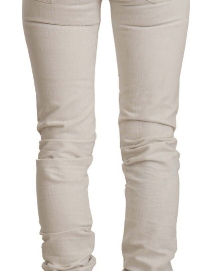 Karl Lagerfeld White Mid Waist Cotton Denim Slim Fit Jeans