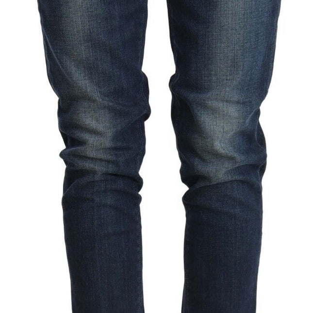Acht Blue Washed Low Waist Skinny Denim Folded Hem Jeans