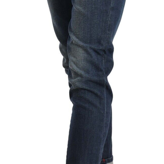 Acht Blue Washed Low Waist Skinny Denim Folded Hem Jeans
