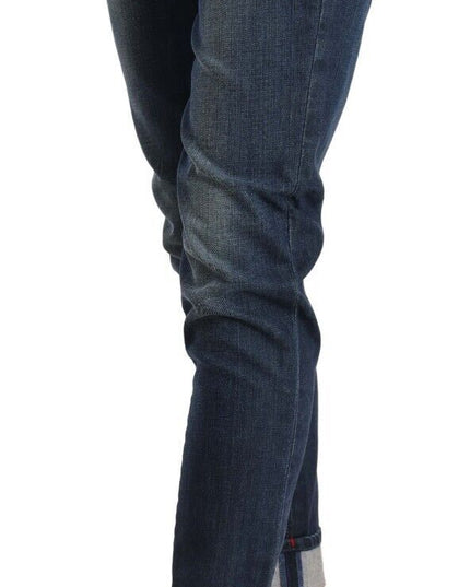 Acht Blue Washed Low Waist Skinny Denim Folded Hem Jeans