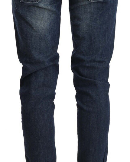 Acht Blue Washed Low Waist Skinny Denim Folded Hem Jeans