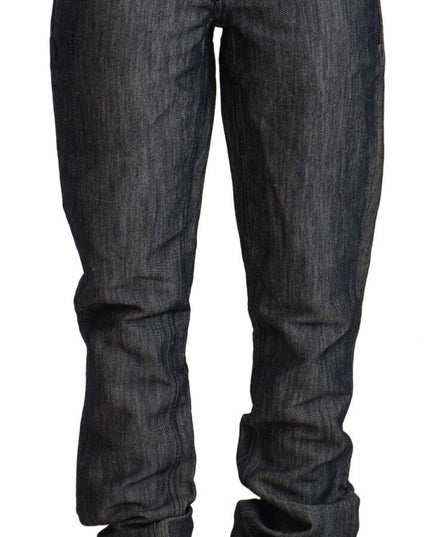 Acht Dark Gray Ramie Mid Wide Waist Straight Denim Jeans