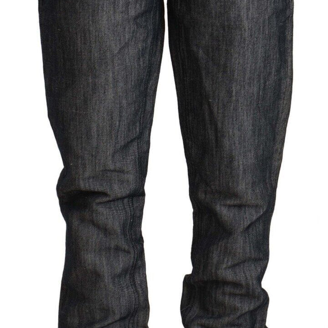 Acht Dark Gray Ramie Mid Wide Waist Straight Denim Jeans