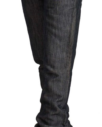 Acht Dark Gray Ramie Mid Wide Waist Straight Denim Jeans