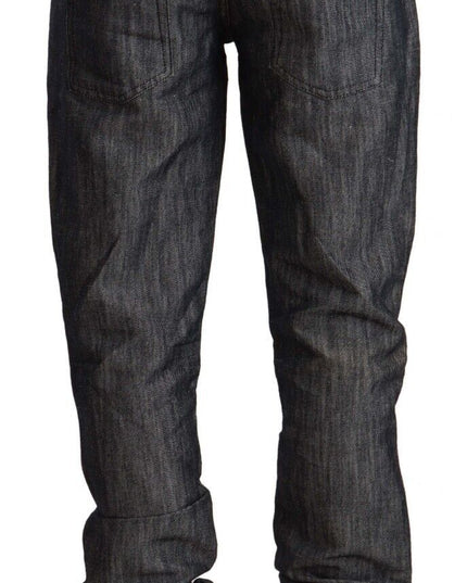 Acht Dark Gray Ramie Mid Wide Waist Straight Denim Jeans
