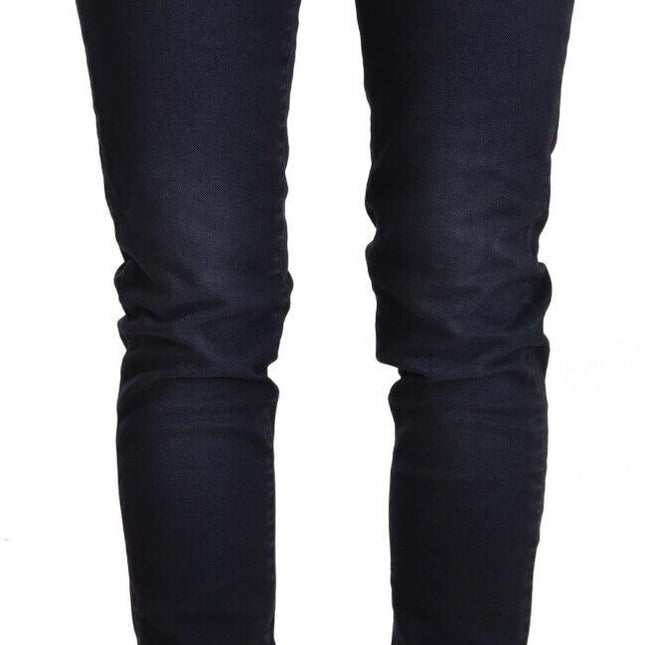 Acht Blue Washed Cotton Low Waist Slim Fit Denim Jeans