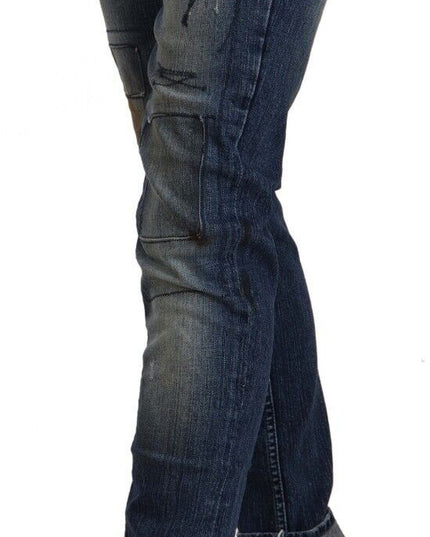 Acht Blue Washed Low Waist Folded Hem Slim Fit Jeans