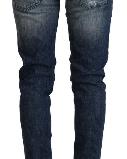 Acht Blue Washed Low Waist Folded Hem Slim Fit Jeans