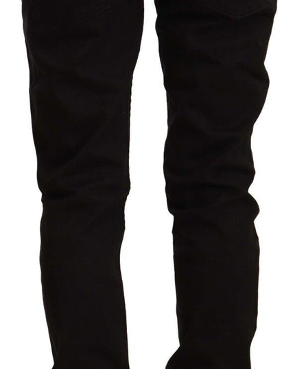 Acht Black Low Waist Cotton Stretch Denim Skinny Jeans