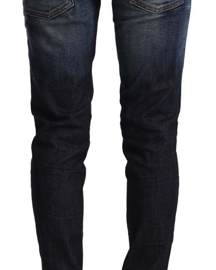 Acht Blue Washed Cotton Low Waist Skinny Denim Jeans